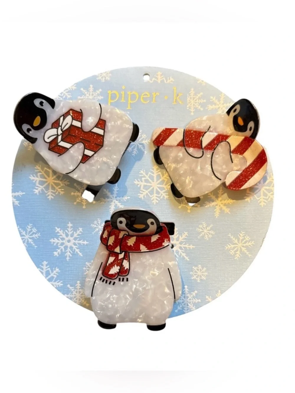 Piper•k Penguin Claw Clip Hair Accessories or Bag Clips - set of 3 NWT